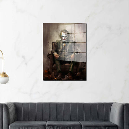Joker im Anzug sitzend Acrylglasbild Wandbild Bild Wanddeko Wohnzimmer XL