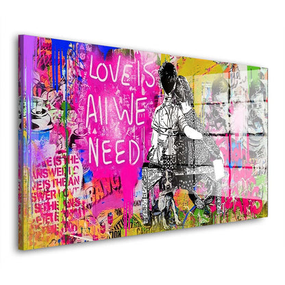 Junge & Mädchen Street Art Love Is All We Need Acrylglasbild Wandbild Bild Wanddeko XL