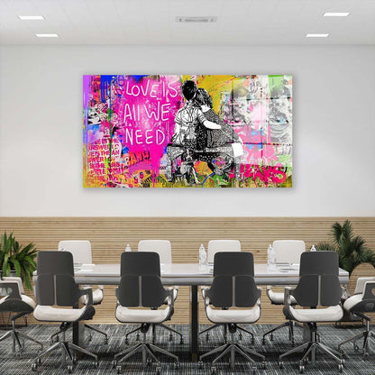 Junge & Mädchen Street Art Love Is All We Need Acrylglasbild Wandbild Bild Wanddeko XL