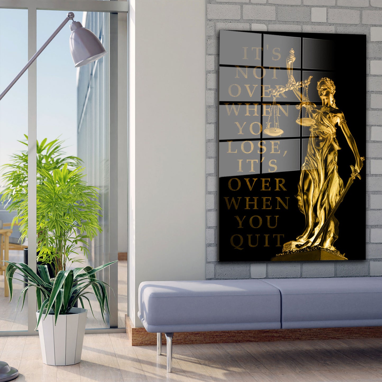 Justitia It Is Not Over When You Lose, It Is Over When You Quit Acrylglasbild Wandbild XL