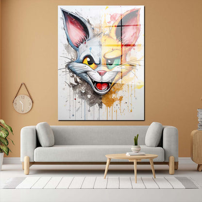 Katze Two Faces Pop Art Acrylglasbild Wandbild Bild Wanddeko Wohnzimmer XL