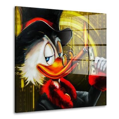 Kunstwerk Rich Duck Pop Art Acrylglasbild Wandbild Bild Wanddeko Wohnzimmer XL