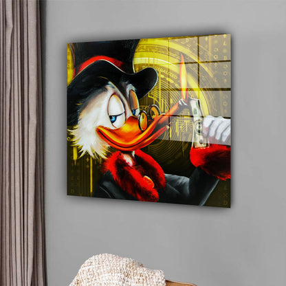 Kunstwerk Rich Duck Pop Art Acrylglasbild Wandbild Bild Wanddeko Wohnzimmer XL