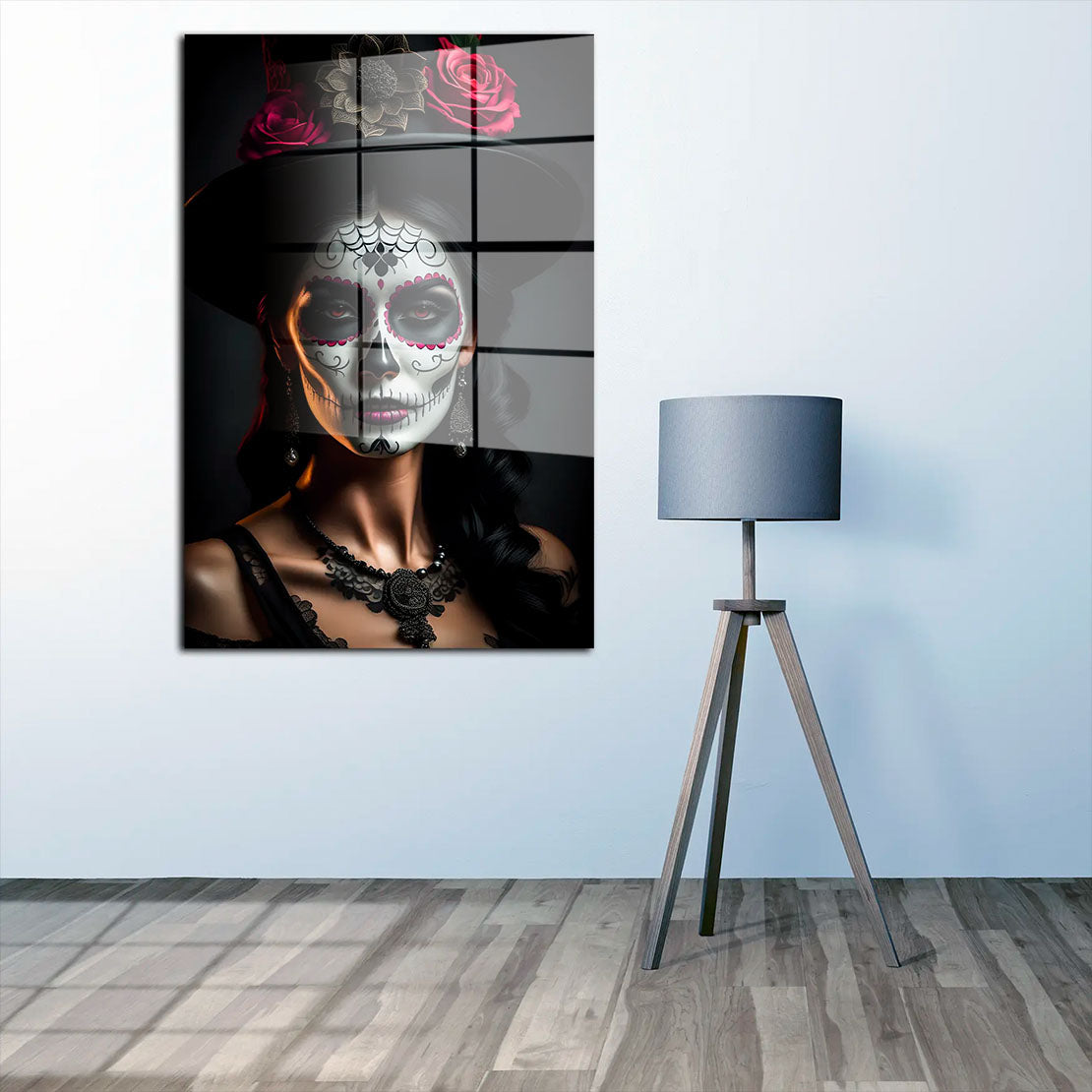 La Catrina im Spitzenkleid Acrylglasbild Wandbild Bild Wanddeko Wohnzimmer XL