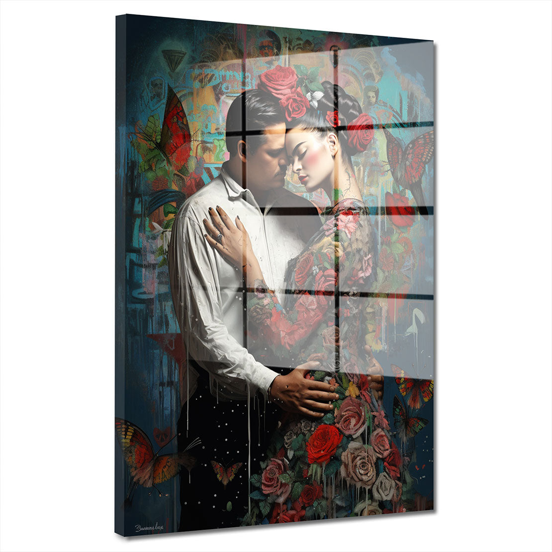 Lady Frida Flower Style Acrylglasbild Wandbild Bild Wanddeko Wohnzimmer XL