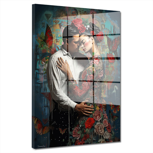 Lady Frida Flower Style Acrylglasbild Wandbild Bild Wanddeko Wohnzimmer XL