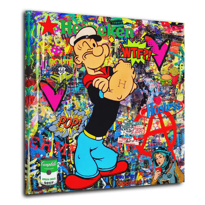 Strong Man Style Graffiti Leinwandbild Wandbild Kunstdruck XXL Deko