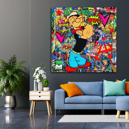 Strong Man Style Graffiti Leinwandbild Wandbild Kunstdruck XXL Deko