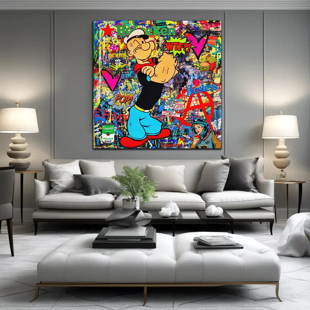 Strong Man Style Graffiti Leinwandbild Wandbild Kunstdruck XXL Deko
