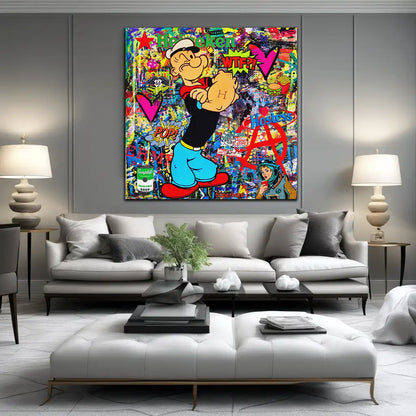 Strong Man Style Graffiti Leinwandbild Wandbild Kunstdruck XXL Deko