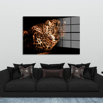 Leopard Black Style Acrylglasbild Wandbild Bild Wanddeko Wohnzimmer XL