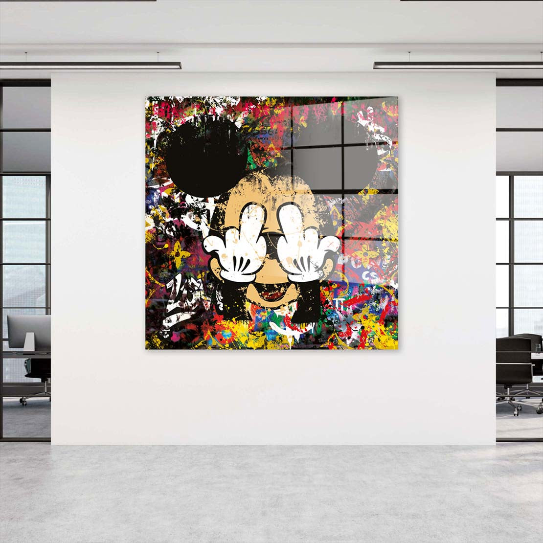 Lifestyle Street Art Comic Maus Acrylglasbild Wandbild Bild Wanddeko Wohnzimmer XL
