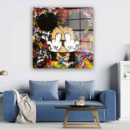 Lifestyle Street Art Comic Maus Acrylglasbild Wandbild Bild Wanddeko Wohnzimmer XL