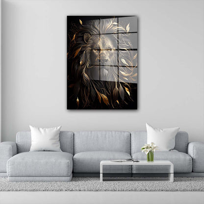 Löwe Gold Edition Acrylglasbild Wandbild Bild Wanddeko Wohnzimmer XL