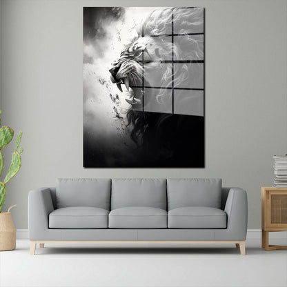 Löwe Kopf abstrakt schwarz weis Acrylglasbild Wandbild Bild Wanddeko XL