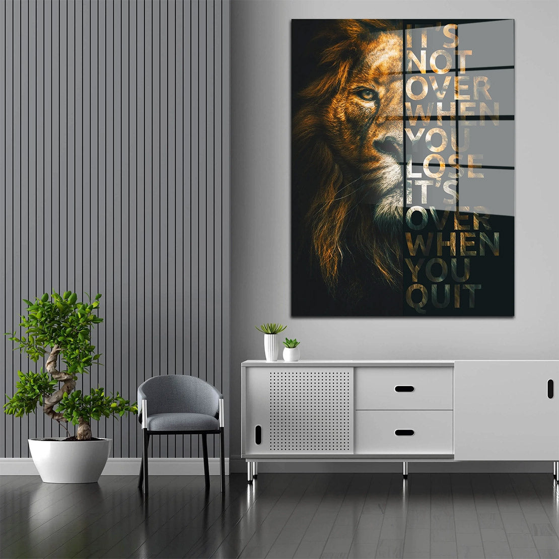Löwe Motivation It Is Not Over When You Lose Acrylglasbild Wandbild Bild Wanddeko XL