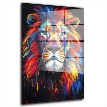 Löwe Pop Art Colour Acrylglasbild Wandbild Bild Wanddeko Wohnzimmer XL