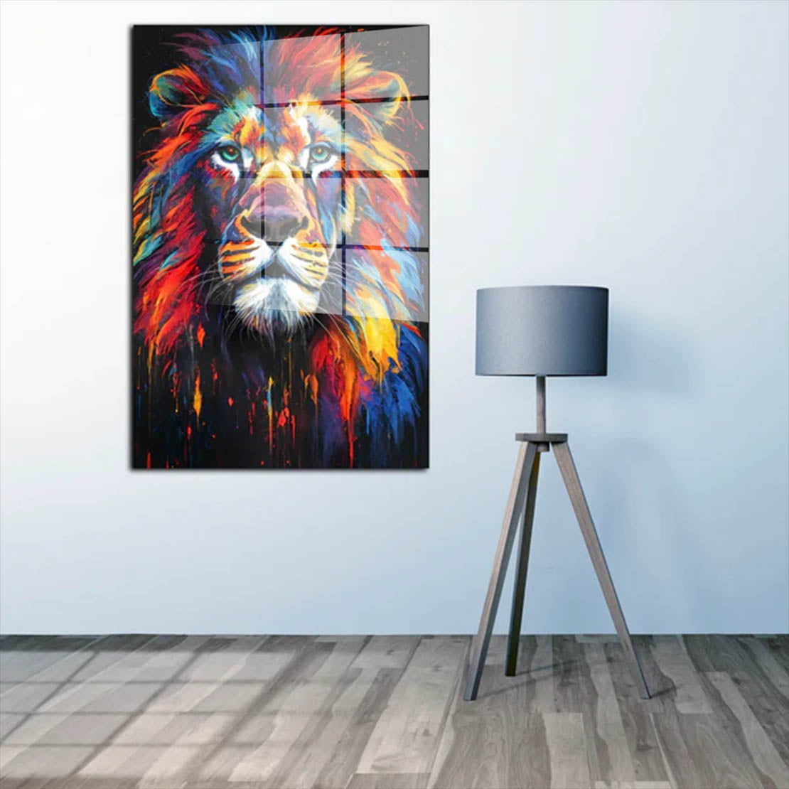 Löwe Pop Art Colour Acrylglasbild Wandbild Bild Wanddeko Wohnzimmer XL