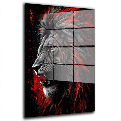 Löwe abstrakt Red Acrylglasbild Wandbild Bild Wanddeko Wohnzimmer XL