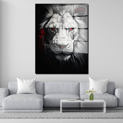Löwe frontal Löwenkopf Red Acrylglasbild Wandbild Bild Wanddeko Wohnzimmer XL