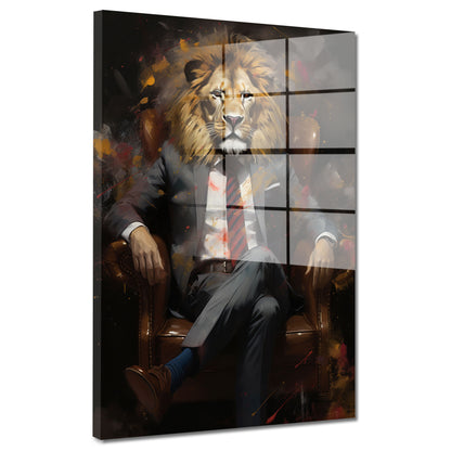 Löwe im Sessel abstrakt Acrylglasbild Wandbild Bild Wanddeko Wohnzimmer XL