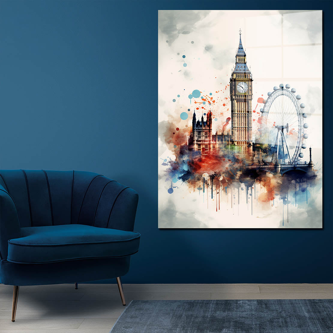 London abstrakt Acrylglasbild Wandbild Bild Wanddeko Wohnzimmer XL