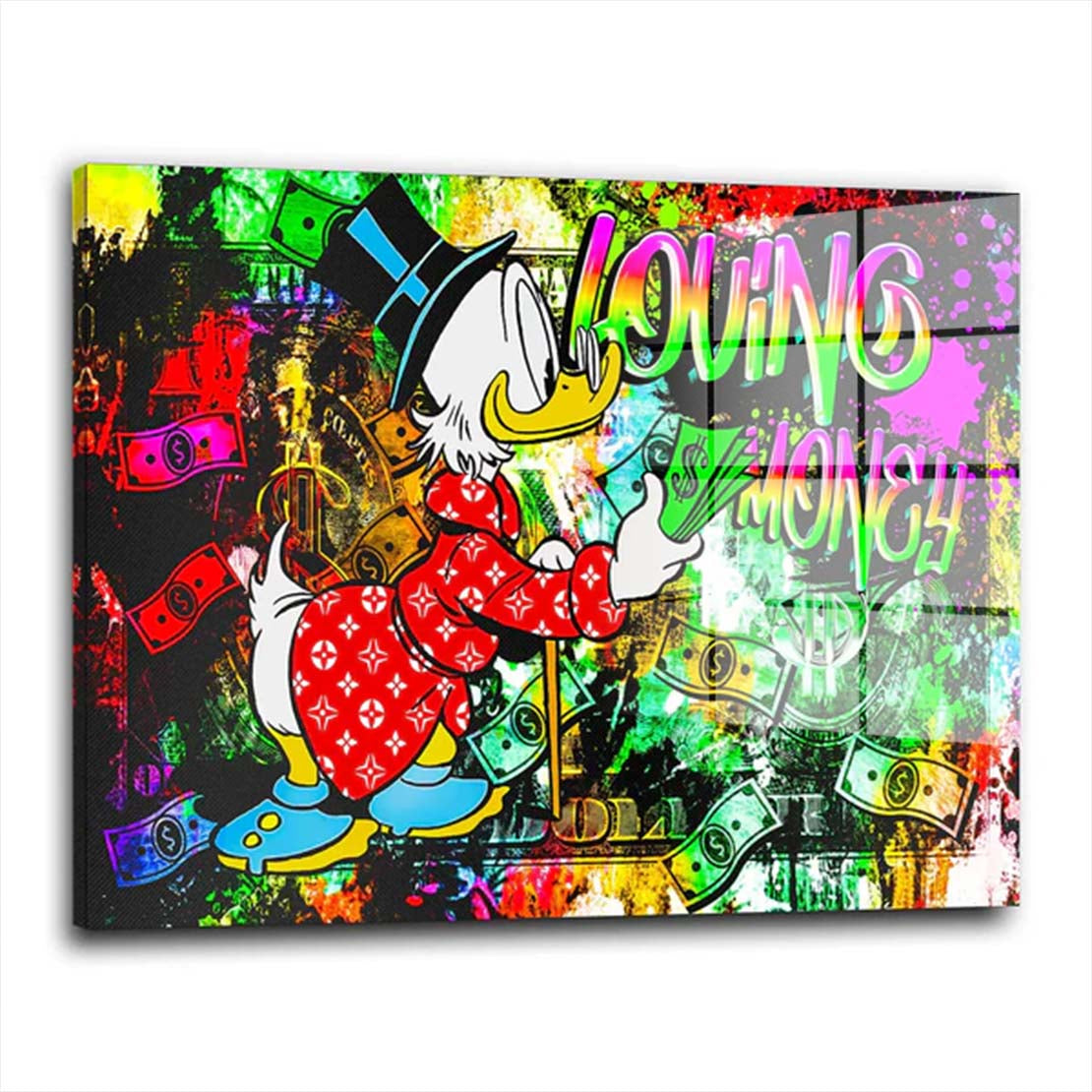 Loving Money Duck Acrylglasbild Wandbild Bild Wanddeko Wohnzimmer XL