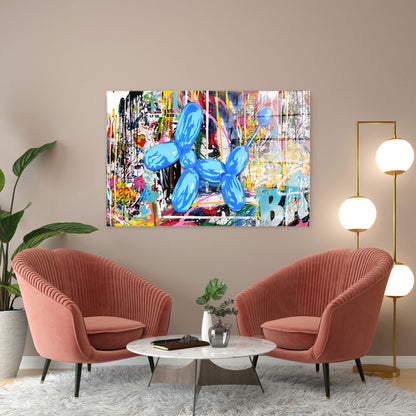 Luftballon Hund Pop Art Style Acrylglasbild Wandbild Bild Wanddeko Wohnzimmer XL