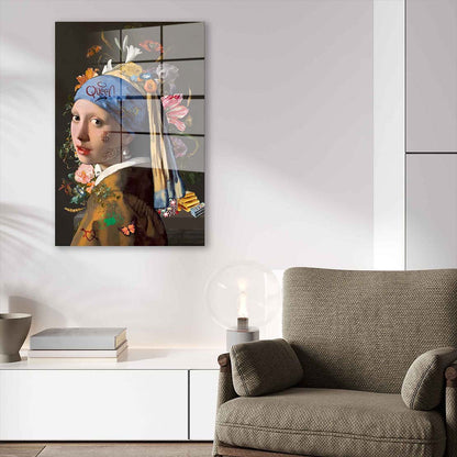 Mädchen mit Perlenohrring Vermeer Inspiration Pop Street Art Acrylglasbild Wandbild