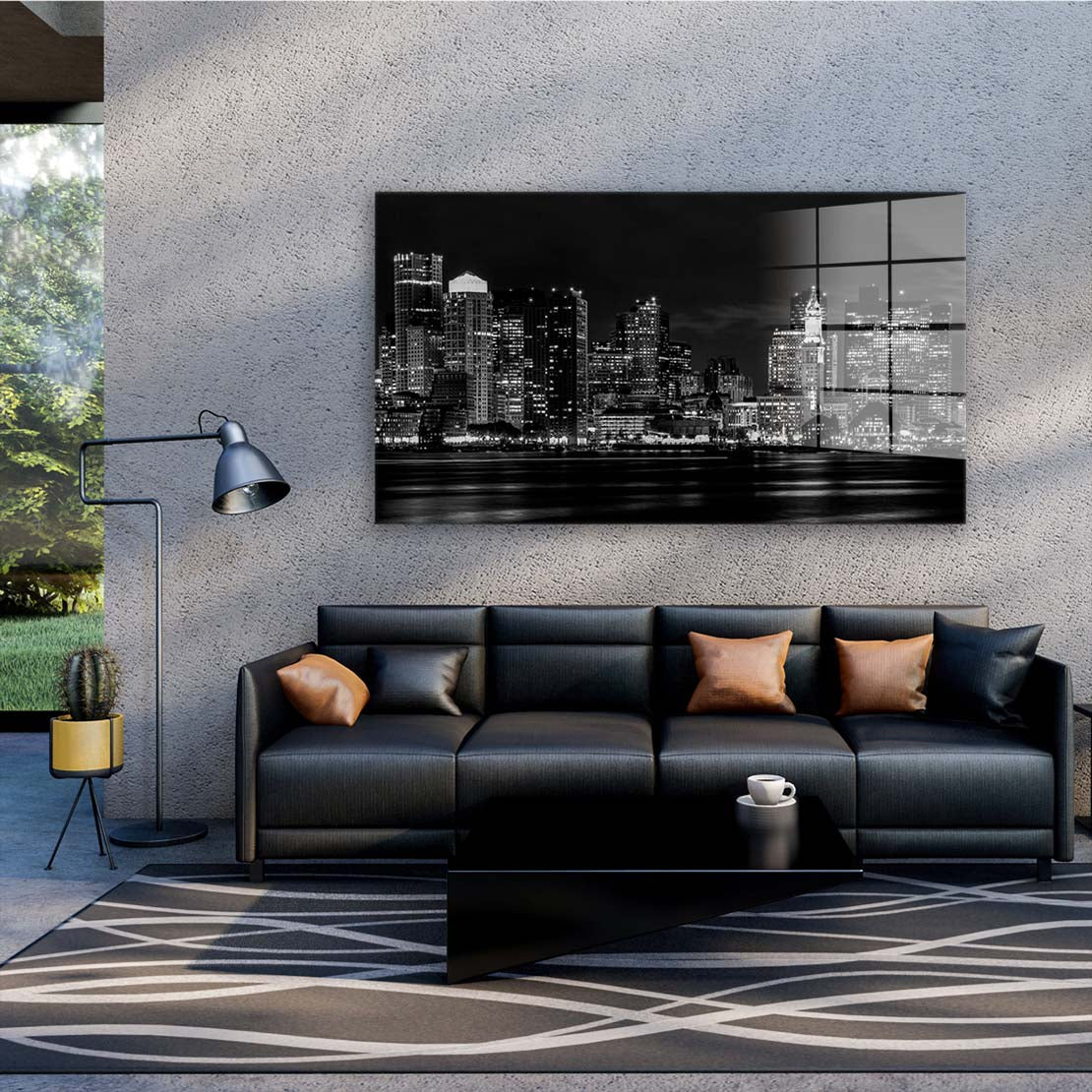 Manhattan Skyline schwarz weiß Acrylglasbild Wandbild Bild Wanddeko XL