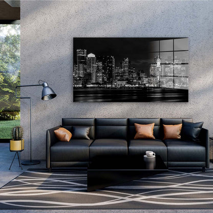 Manhattan Skyline schwarz weiß Acrylglasbild Wandbild Bild Wanddeko XL
