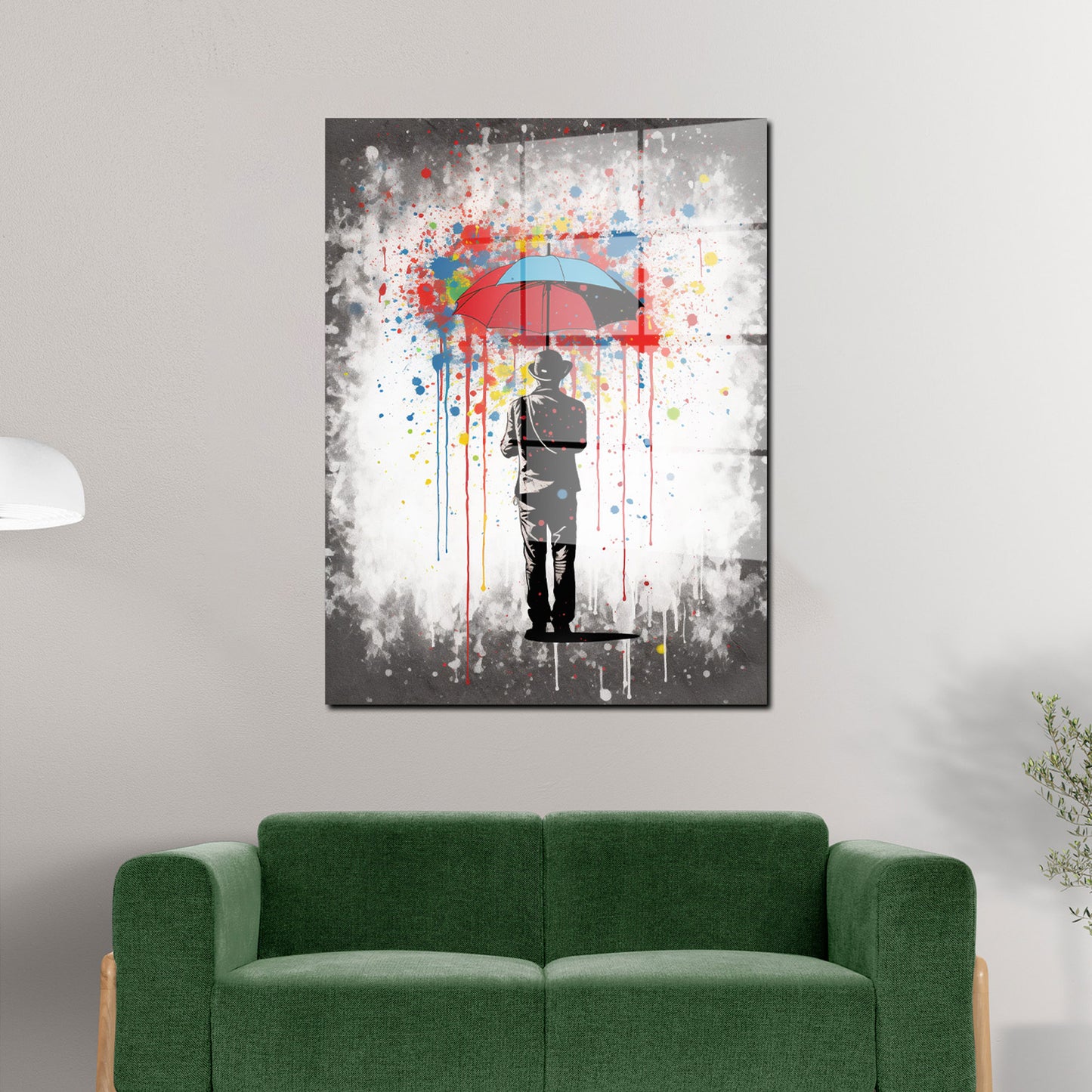 Mann mit Regenschirm Acrylglasbild Wandbild Bild Wanddeko Wohnzimmer XL