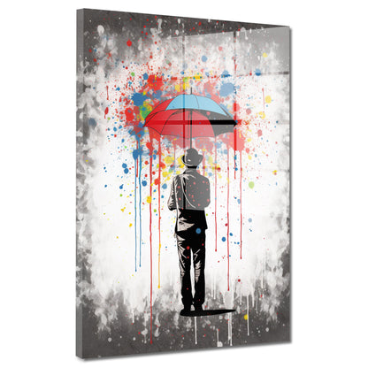 Mann mit Regenschirm Acrylglasbild Wandbild Bild Wanddeko Wohnzimmer XL