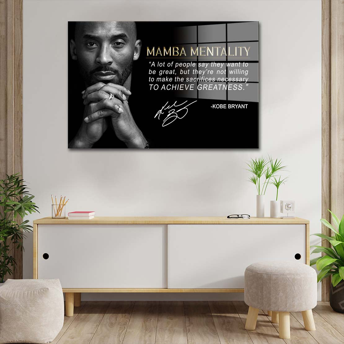 Mantra Motivation Mamba Mentalität Greatness Acrylglasbild Wandbild Bild Wanddeko XL