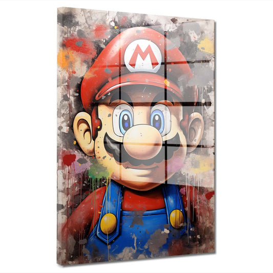 Mario abstrakt Pop Art Acrylglasbild Wandbild Bild Wanddeko Wohnzimmer XL
