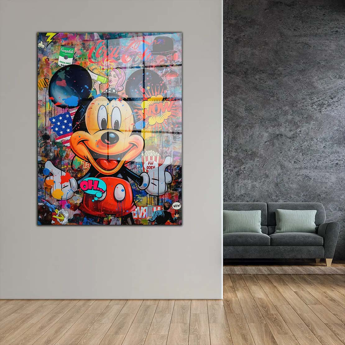 Maus Pop Art Style Acrylglasbild Wandbild Bild Wanddeko Wohnzimmer XL
