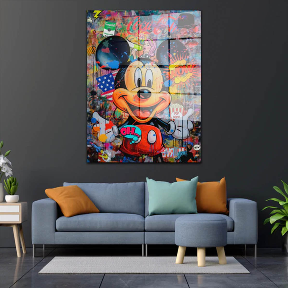 Maus Pop Art Style Acrylglasbild Wandbild Bild Wanddeko Wohnzimmer XL