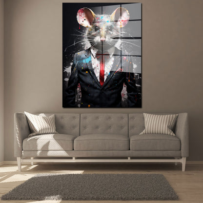 Maus abstrakt im Anzug Acrylglasbild Wandbild Bild Wanddeko Wohnzimmer XL