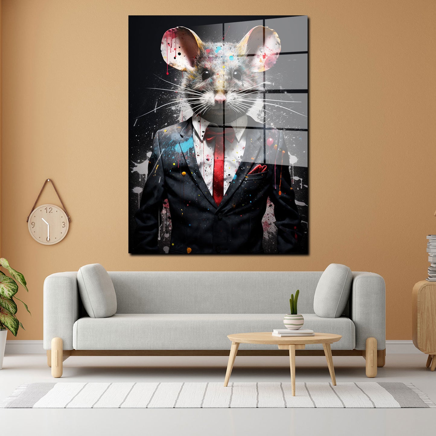 Maus abstrakt im Anzug Acrylglasbild Wandbild Bild Wanddeko Wohnzimmer XL