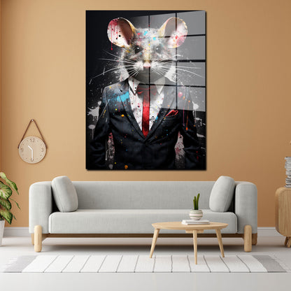 Maus abstrakt im Anzug Acrylglasbild Wandbild Bild Wanddeko Wohnzimmer XL