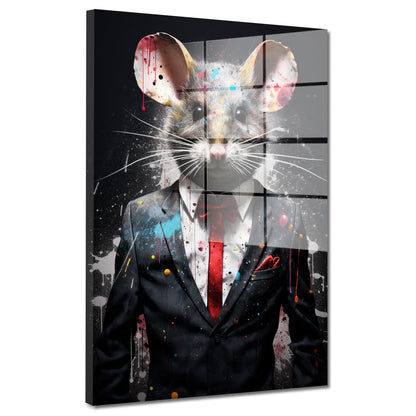 Maus abstrakt im Anzug Acrylglasbild Wandbild Bild Wanddeko Wohnzimmer XL