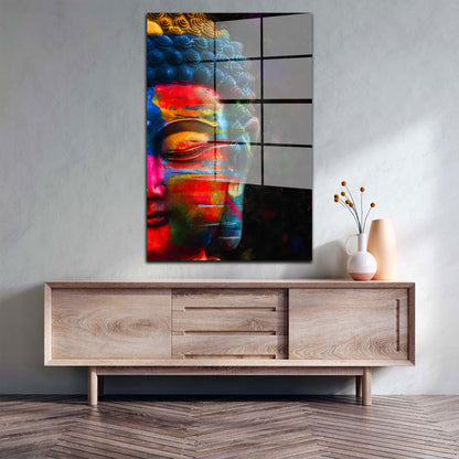 Meditation Buddha Pop Art Acrylglasbild Wandbild Bild Wanddeko Wohnzimmer XL
