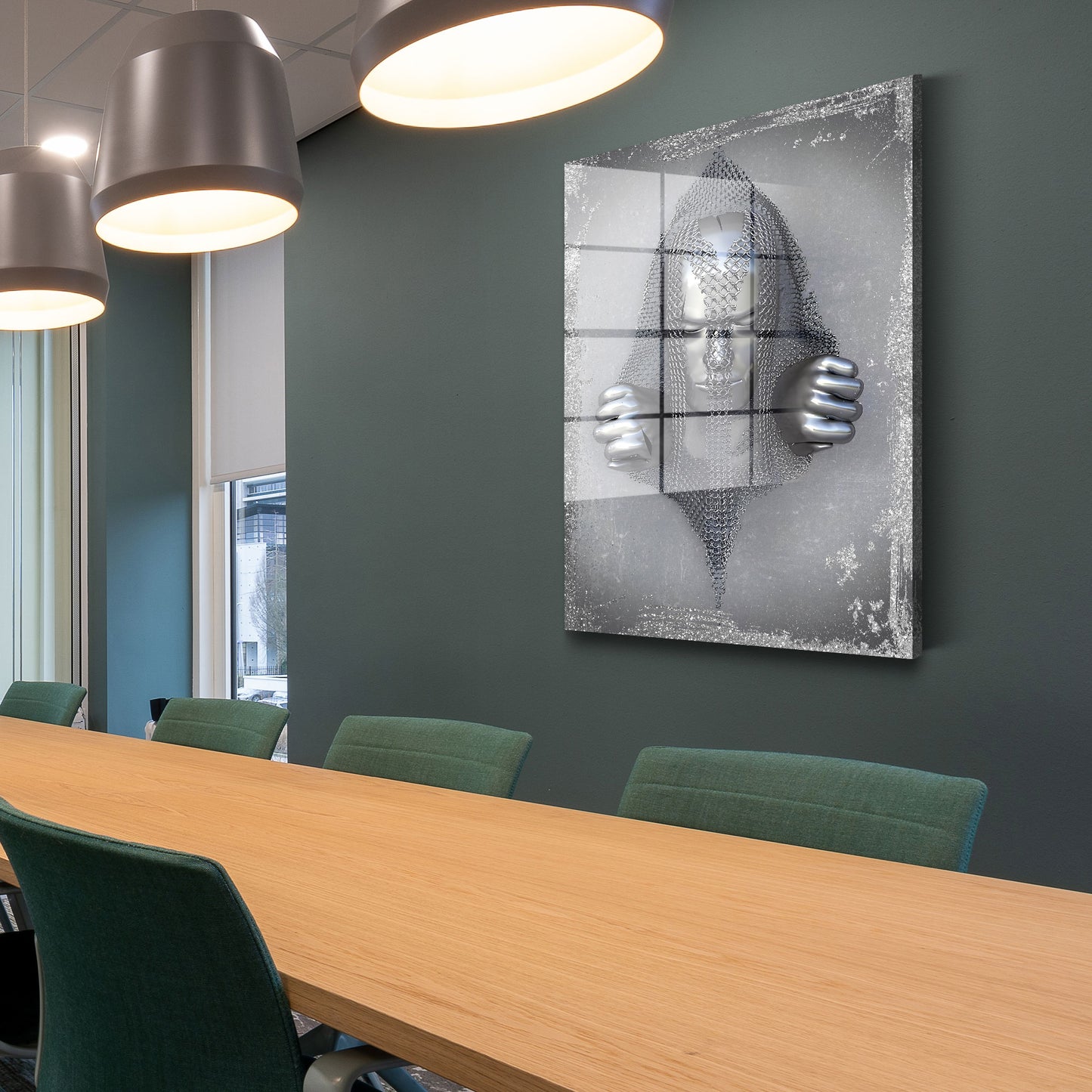 Metallfigur abstrakt Chains Acrylglasbild Wandbild Bild Wanddeko Wohnzimmer XL