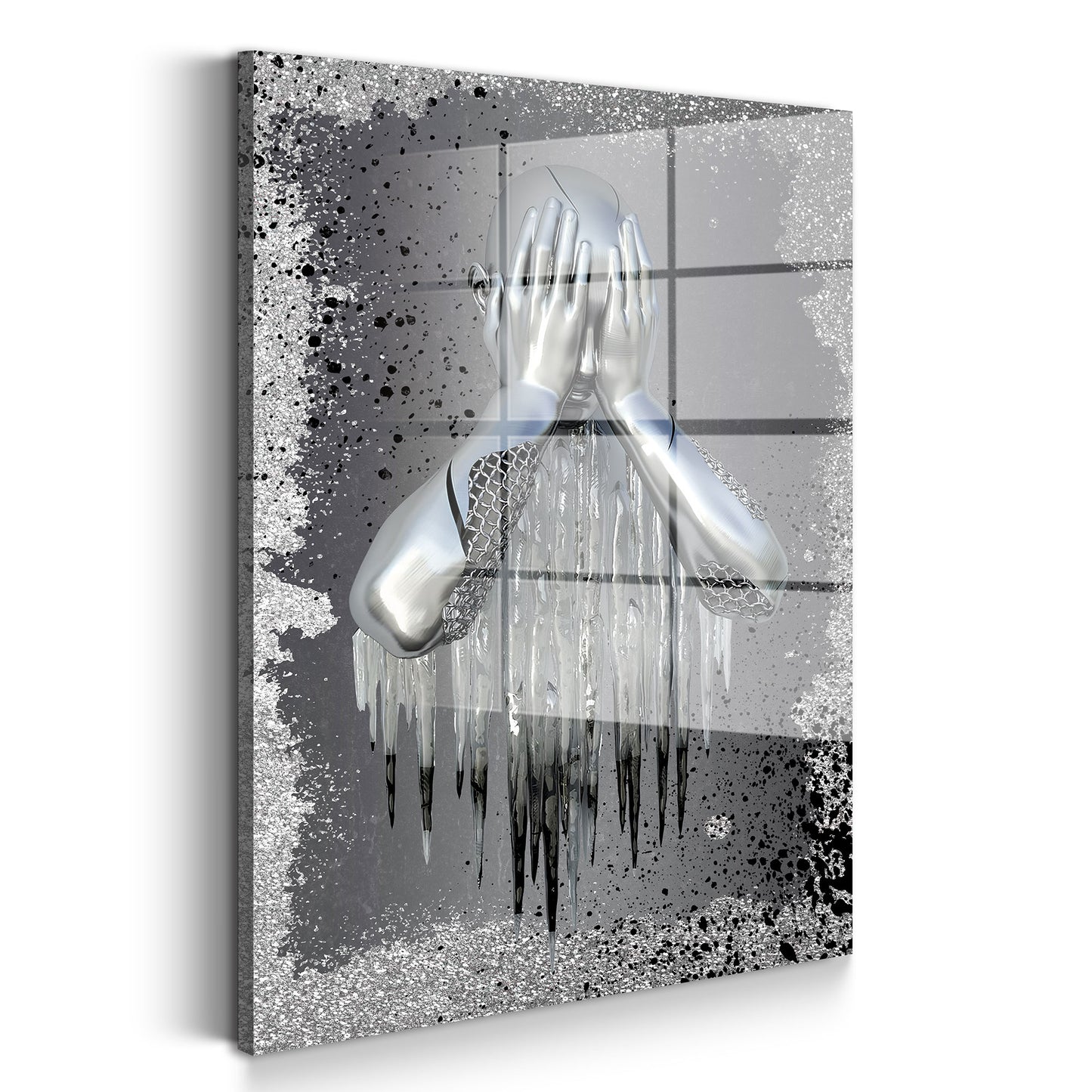 Metallfigur traurig Splash Acrylglasbild Wandbild Bild Wanddeko Wohnzimmer XL