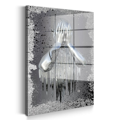 Metallfigur traurig Splash Acrylglasbild Wandbild Bild Wanddeko Wohnzimmer XL