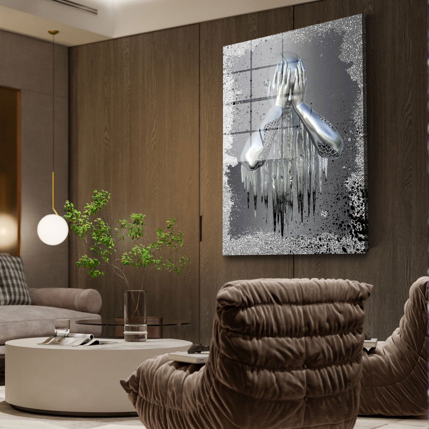 Metallfigur traurig Splash Acrylglasbild Wandbild Bild Wanddeko Wohnzimmer XL