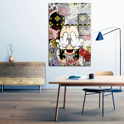 Mickey Pop Art Finger Street Art Acrylglasbild Wandbild Bild Wanddeko Wohnzimmer XL