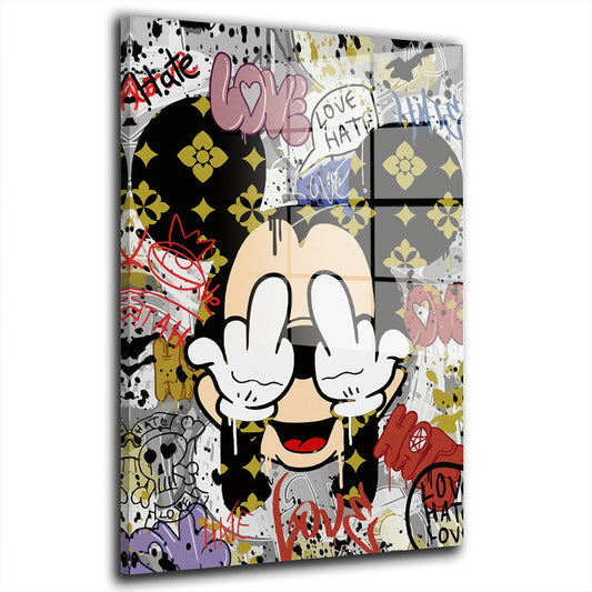 Mickey Pop Art Finger Street Art Acrylglasbild Wandbild Bild Wanddeko Wohnzimmer XL