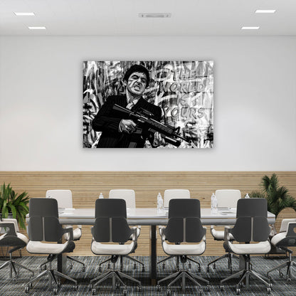 Montana Pop Art Scar schwarz weiß Mafia Acrylglasbild Wandbild Bild Wanddeko XL