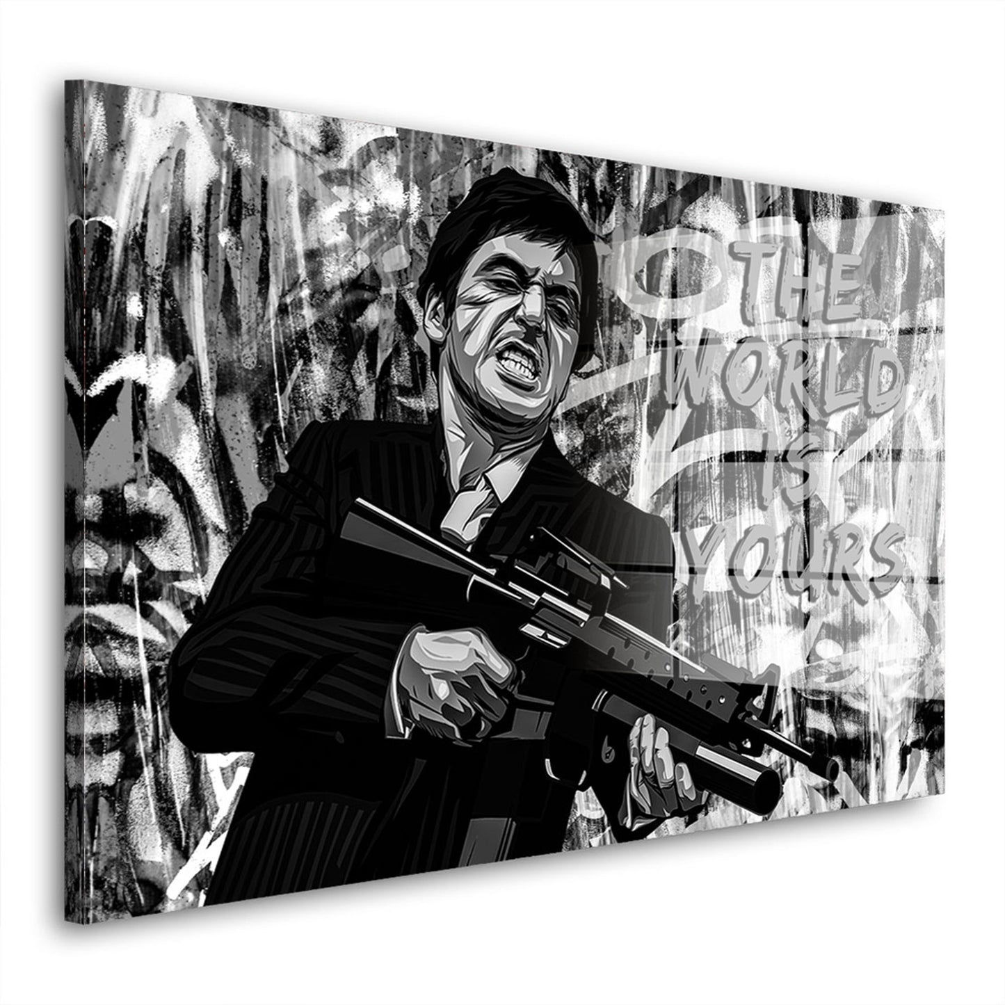 Montana Pop Art Scar schwarz weiß Mafia Acrylglasbild Wandbild Bild Wanddeko XL
